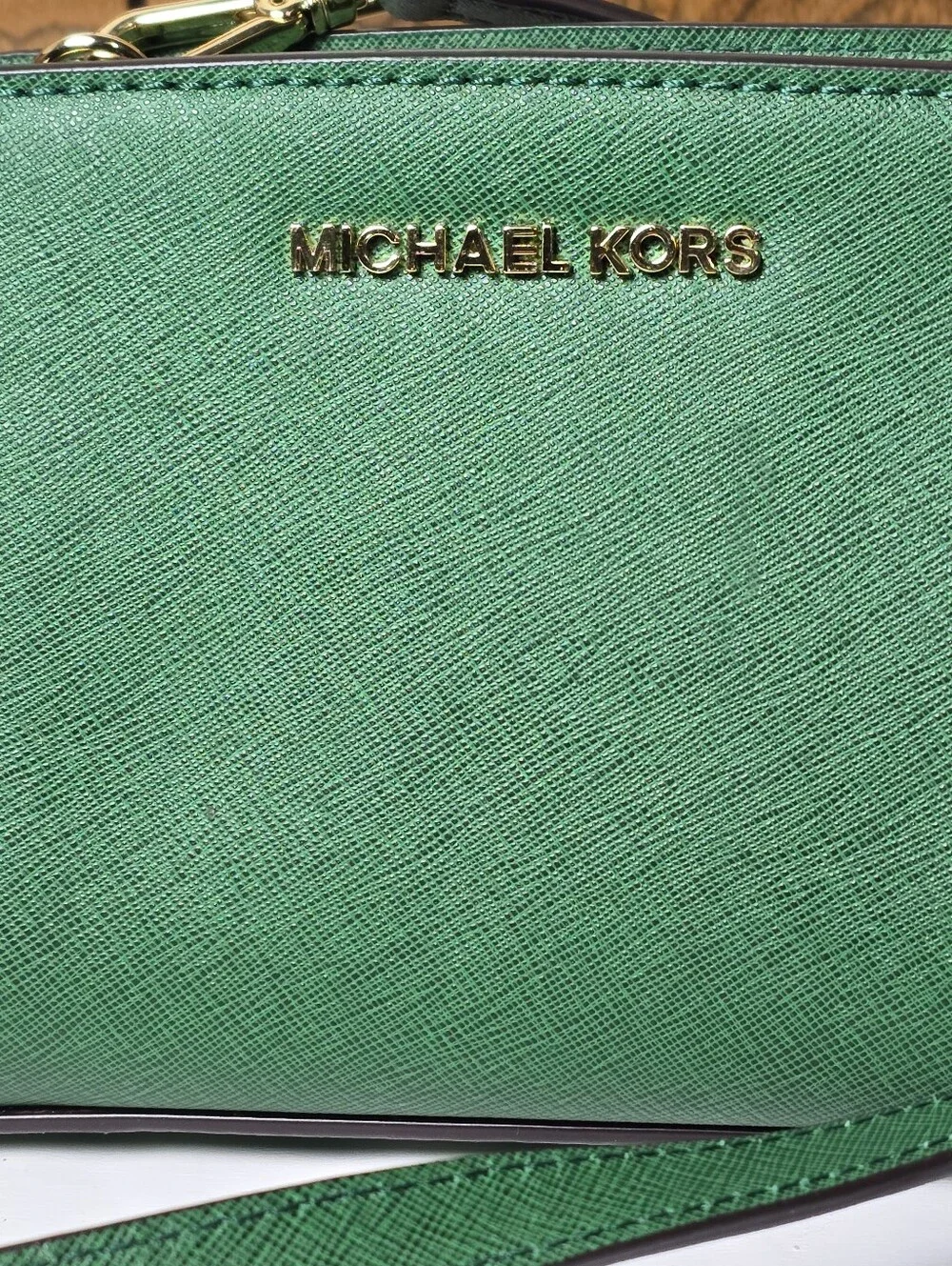 Green Michael Kors Selma Mini Messenger Bag